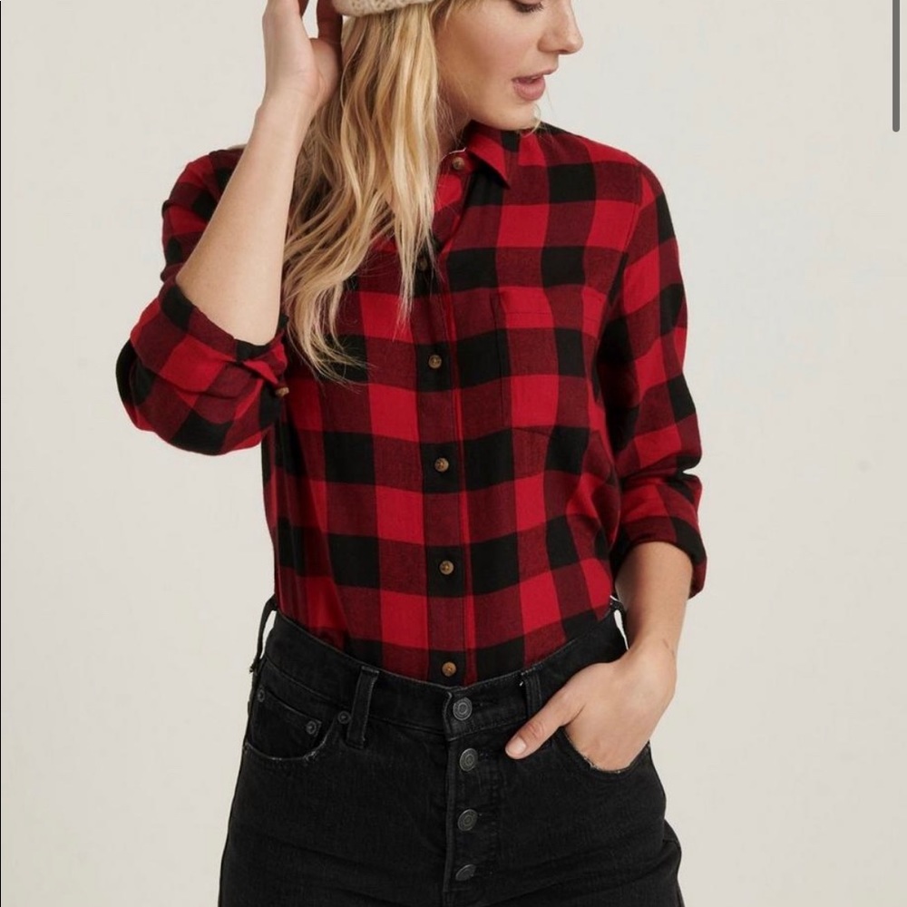 NWT Lucky Brand Classic One Pocket Plaid Shirt -XS
